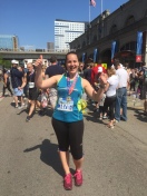 Siobhan at the Boston Half Marathon finish, May 2015